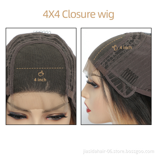 Wholesale Highlight Colorful Remy Cuticle Aligned Ombre Color Multi Color Wigs 4*4 Lace Front Human Hair Wigs